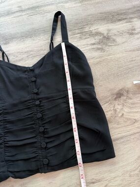 Black Ruched Button-Front Cami Top